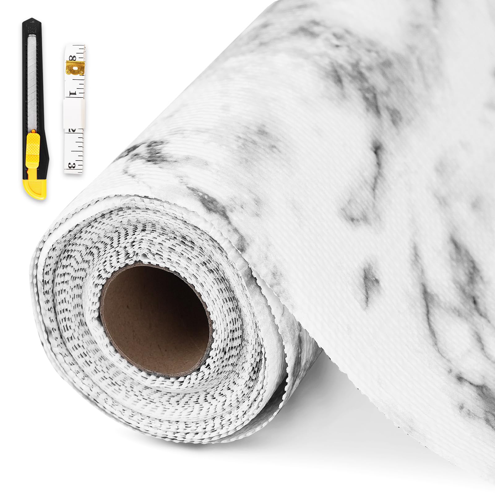 Drawer and Shelf Liner for Kitchen Cabinet,Non-Adhesive Cabinet Liners 24in x 20FT,Waterproof Shelf Paper Non-Slip Mats Cupboard Liners Contact Protect Dresser/Shelves/Table-Marble Image