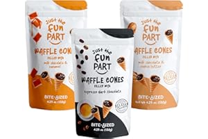 Just The Fun Part, Bite-Size Crispy Mini Waffle Cones with Premium Belgian Chocolate, Great for Snacks, Dessert, Grab & Go - Kosher (Espresso, Caramel, Cookie Butter)