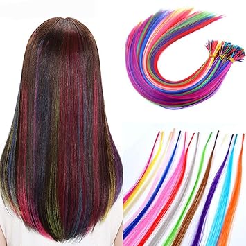 Amazon Com 100 Strands 18 Party Colors Hair Extensions I Tip