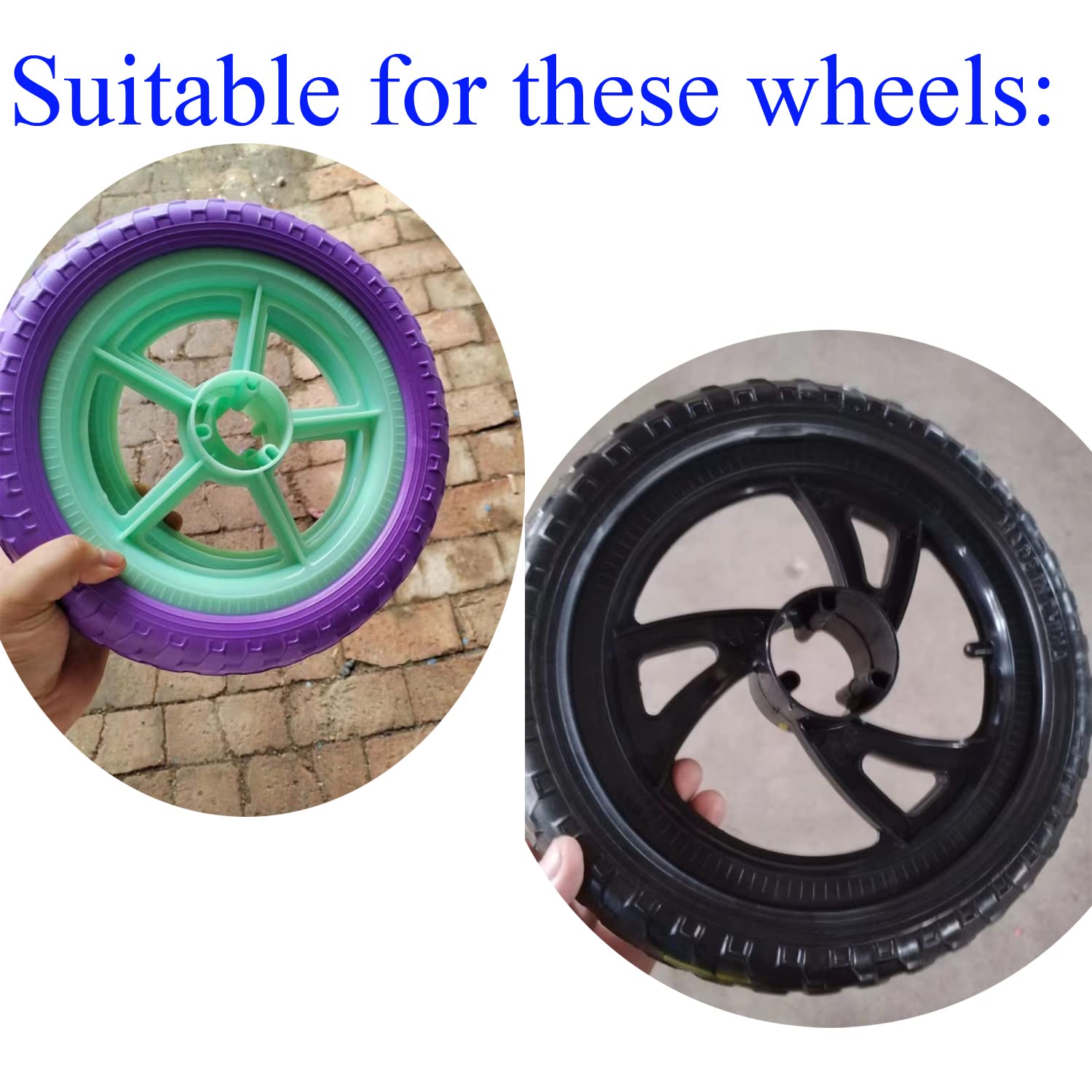 2 Set Balance Bike Wheel Hub Axle Repair Front Rear Sealed Bearing Nuts 55mm Bracket Caps Protective Cover with Solid Shaft Lever Skewer for No Pedal Kids Training Bicycle Push Bikes