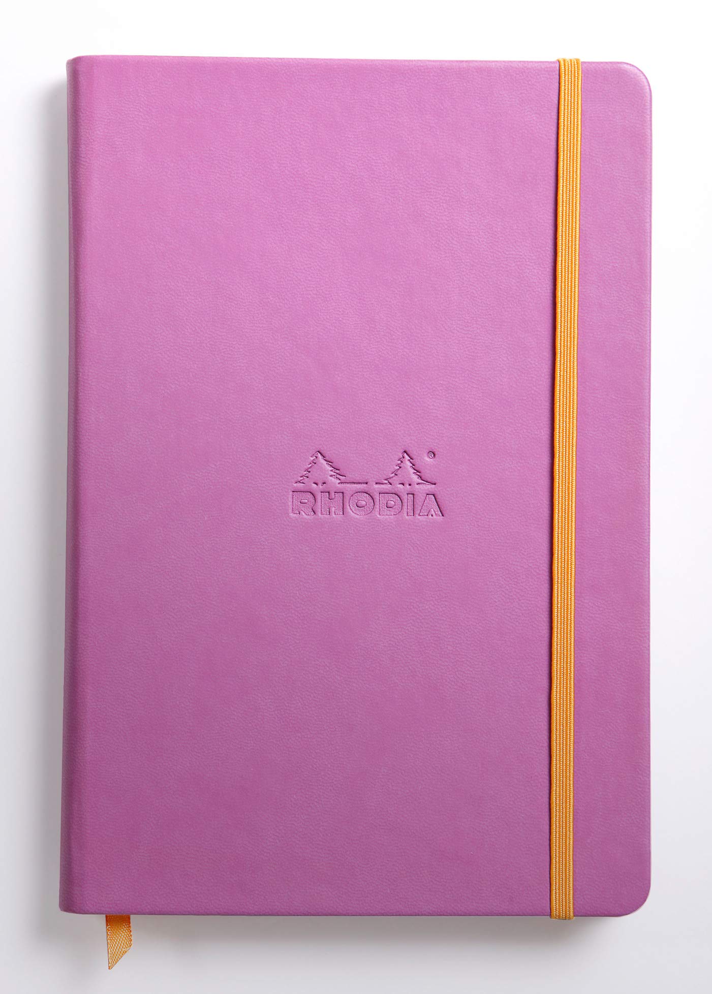 RHODIA 118751C - Lilac Rigid Notebook - A5 - Lined - 192 pages - Ivory Clairefontaine Paper 90 g/m - Bookmark, Elastic Closure - Faux Leather Cover - Rhodiarama Collection