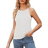 Degkim Trendy Camisole Tops for Women Hign Neck Tank Top Sleeveless Shirts Loose Fit Cami Tanks