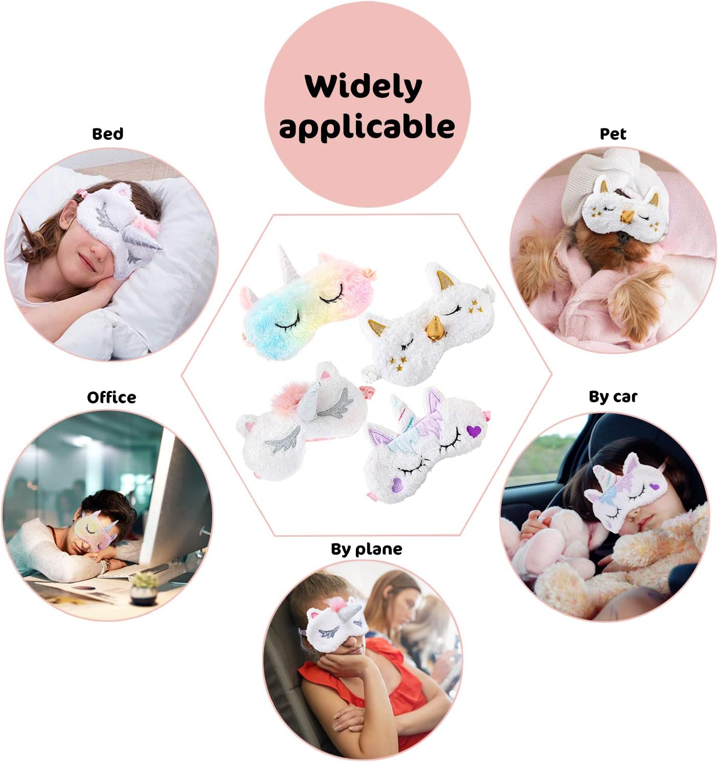 Kids Sleep Mask,Aniwon 4 Pack Cute Eye Mask for Sleeping Unicorn Sleep Mask Night Blindfold Bed Eye Covers Sleep Mask for Women Girls Kids Favor: Health & Personal Care