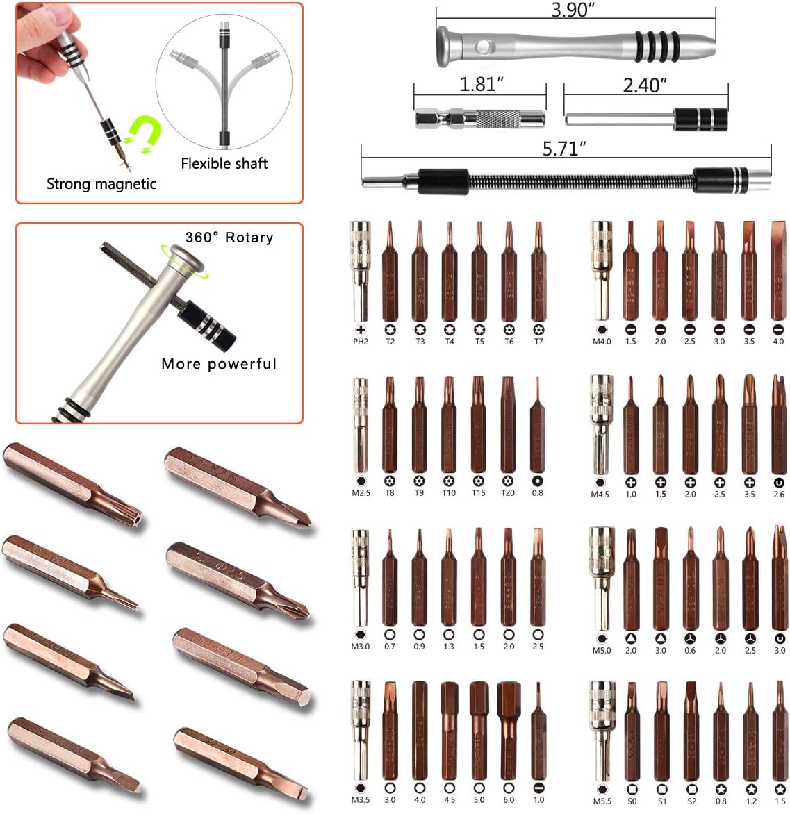 GANGZHIBAO 90pcs Electronics Repair Tool Kit Professional, Precision Screwdriver Set Magnetic for Fix Open Pry Cell Phone, Apple iPhone, Computer, PC, Laptop, Tablet, iPad, Macbook with Portable Bag: Electronics