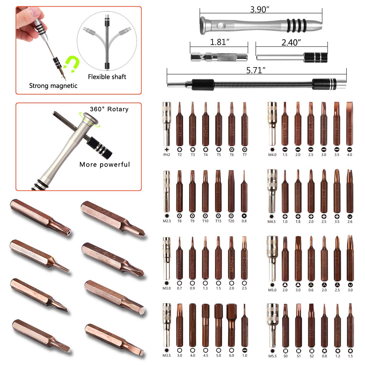 90 pcs Repair Tool Kits,Screwdriver Set for Phones Computers Pads Electronics