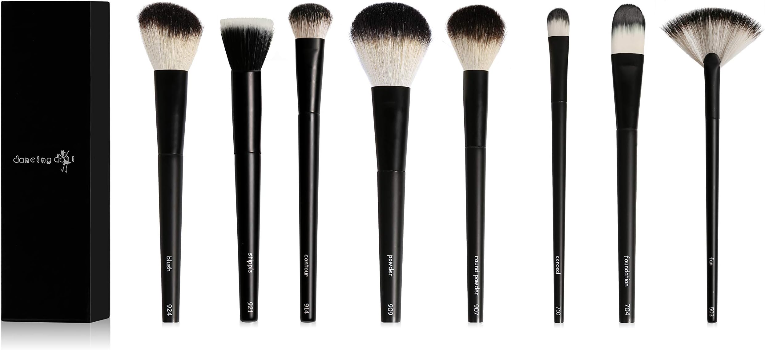 dancingdoll Cosmetics, 8 Pcs Face Makeup Brush Set, Natural and Synthetic Hair Professional Brushes