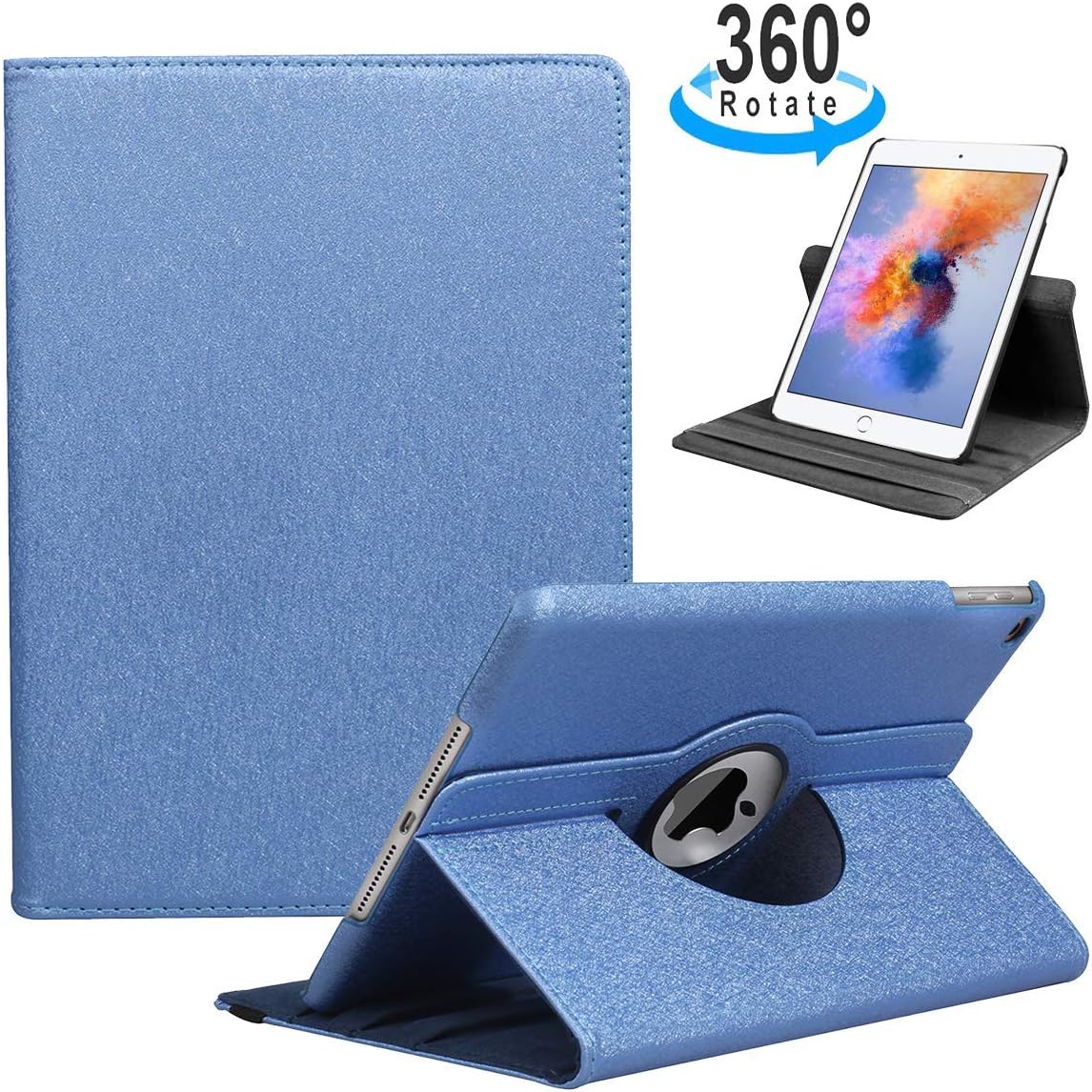 New iPad 7th Generation Case - 360 Degree Rotating Stand Protective Cover with Auto Sleep Wake for Apple iPad 7th Gen 10.2 inch 2019 (Blue)