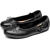 JustFab Womens Ballet Flats Shoes Foldable Round Toe Dress Shoes Comfortable Slip On Walking Flats Shoes Comfort Soft(Black,8)