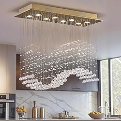 Siljoy 8 Lights Rectangular Wave Crystal Chandelier