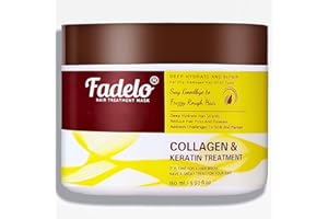 Fadelo Keratin & Collagen Hair Mask - Argan Oil & Vitamin E Deep Repair for Damaged Hair - Hydrating Treatment, Yellow