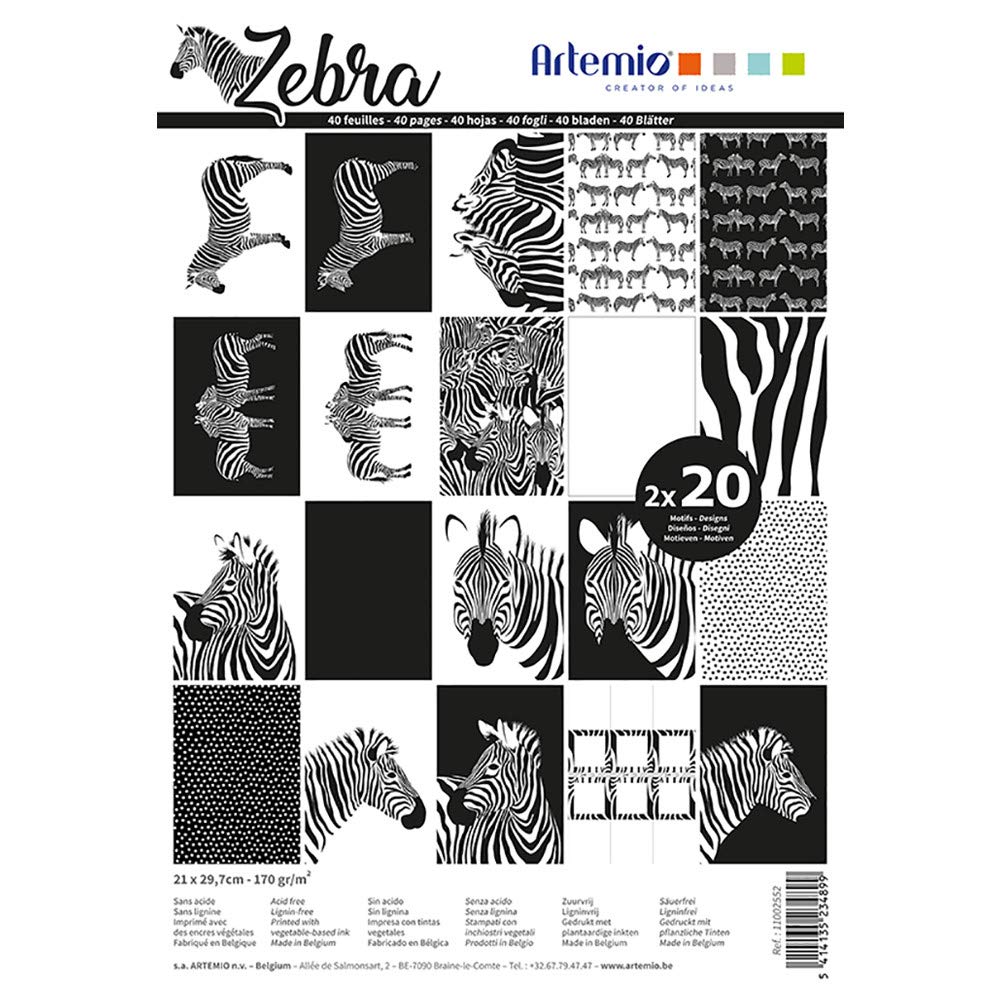 Artemio 40 Sheets of A4 Safari Scrapbook Paper