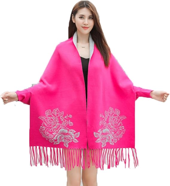 Amazon 袖付きストール ショール 羽織物 お呼ばれ 女子会 レディース ポンチョ カラー フリンジ 付き 大判 春秋冬 0 70cm 30代 40代 50代 同窓会 おしゃれ 民族風 マフラー 女性 カーディガン風 コートストール ボレロ ウールタッチ カーディガン ボレロ 通販