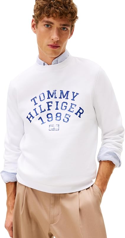 Hilfiger Arch Sweatshirt MW0MW41426 Pull Sweatshirt, Blanc, M, Blanc (Blanc), M — photo 1 sur 6