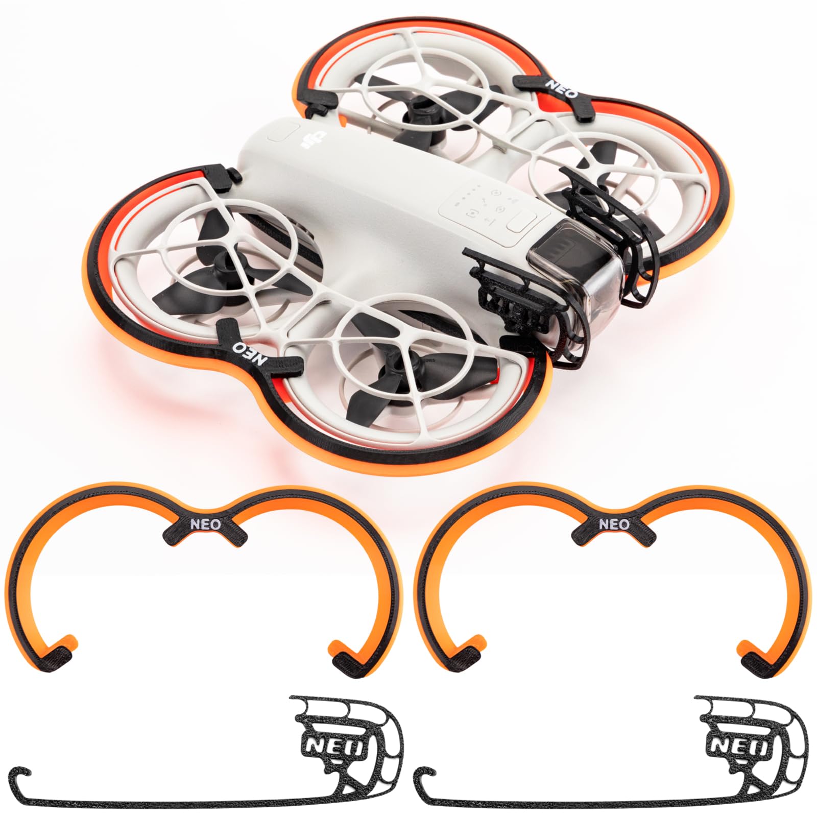 Photo 1 of Heartybay Accessories Bundle Kit for DJI NEO, Prop Bumper Anti-Collision Cover, Compatible with DJI Neo Propellers Drone Accessories, Drone Gimbal Bumper Guard (Orange)