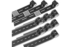 Haconba 10 Rolls 16.4 Feet Road Tape Black Road Tapes for Kids Toy Car Track Racing Party Decoration (Style Set 1)