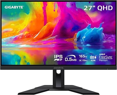 Gigabyte M27Q 27 Inch 170Hz 1440P Gaming Monitor KVM SS IPS 0.5ms FreeSync