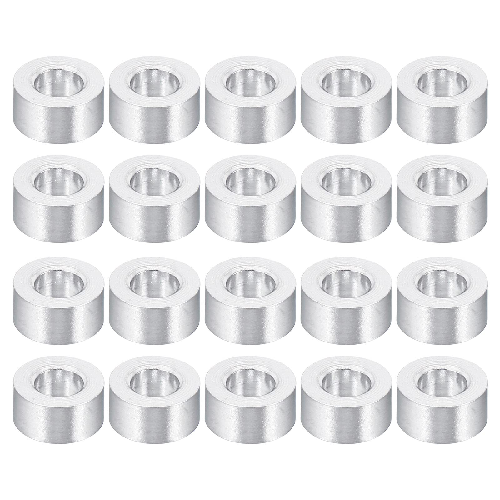 PATIKIL M4 Aluminum Spacer, 20 Pack 4.2mm ID x 8mm OD x 4mm L Metal Spacer Aluminum Round Plain Finish Spacer Screw Standoff for 3/16" or M4 Screw Bolts โ image 1