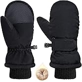 HOPSOOKEN Kids Winter Snow Mittens for Little Girls Boys Thermal Warm Thick Fleece Waterproof Ski Gloves for Cold Weather
