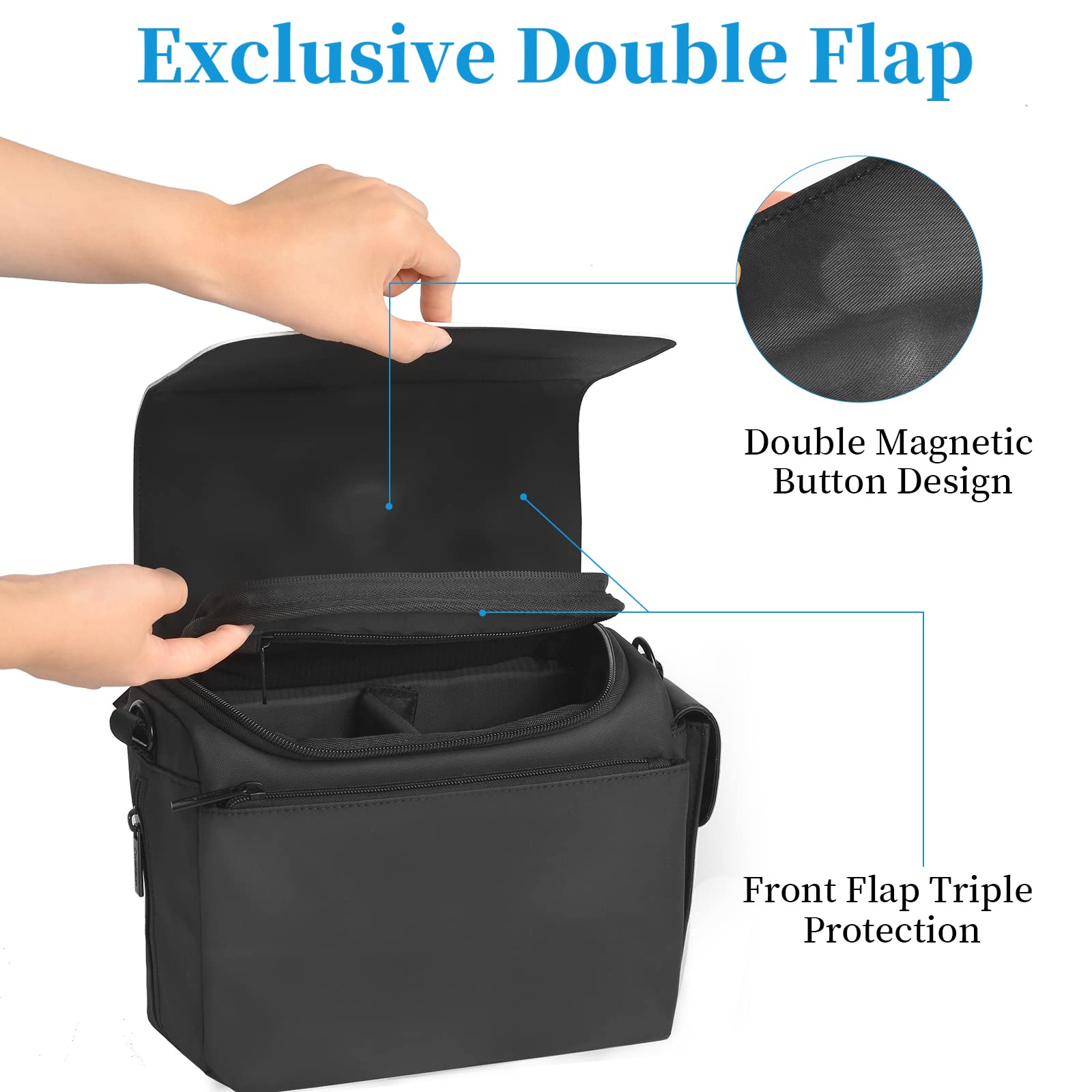 Cwatcun Camera Shoulder Bag, Waterproof Crossbody Case, Compact Photography Backpack, Compatible with Canon/Nikon/Sony/Fuji DSLR/SLR/Mirrorless Camera, Lens and Accessories, White