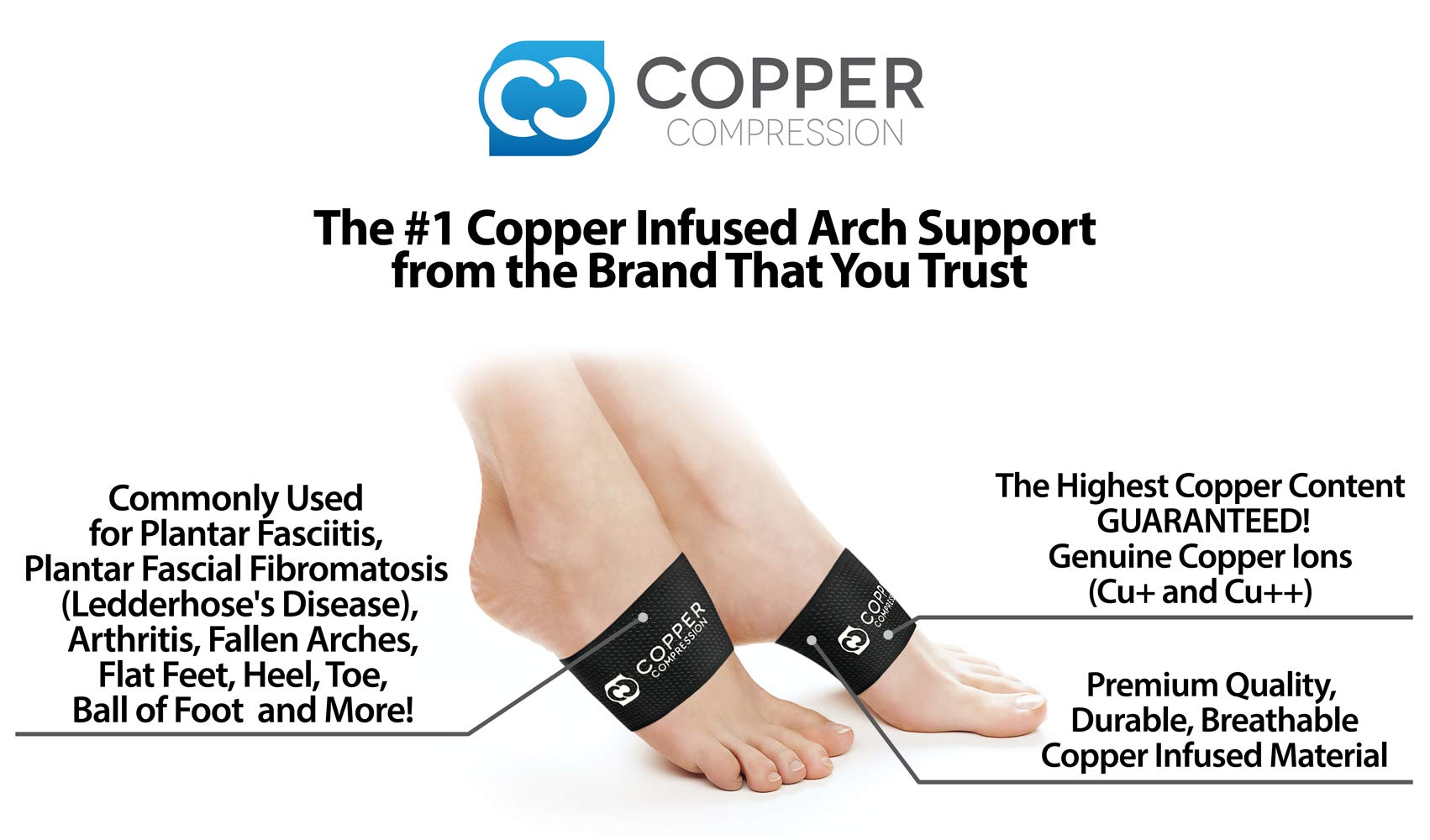 Copper Compression Copper Arch Support 2 Plantar Fasciitis Braces