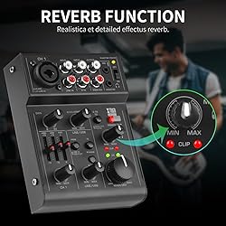 XTUGA CT80 8-Channel Professional Audio Mixer for