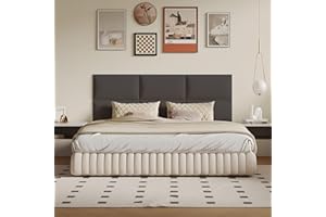 MAQQL Gray Stick-On Wall Mounted Upholstered Headboard - 9-Piece Padded Bed Backboard for King and Queen Size Beds, 24 x 12 Inches Each, Easy-to-Install Sound-Proofing Decorative Bed Headboard