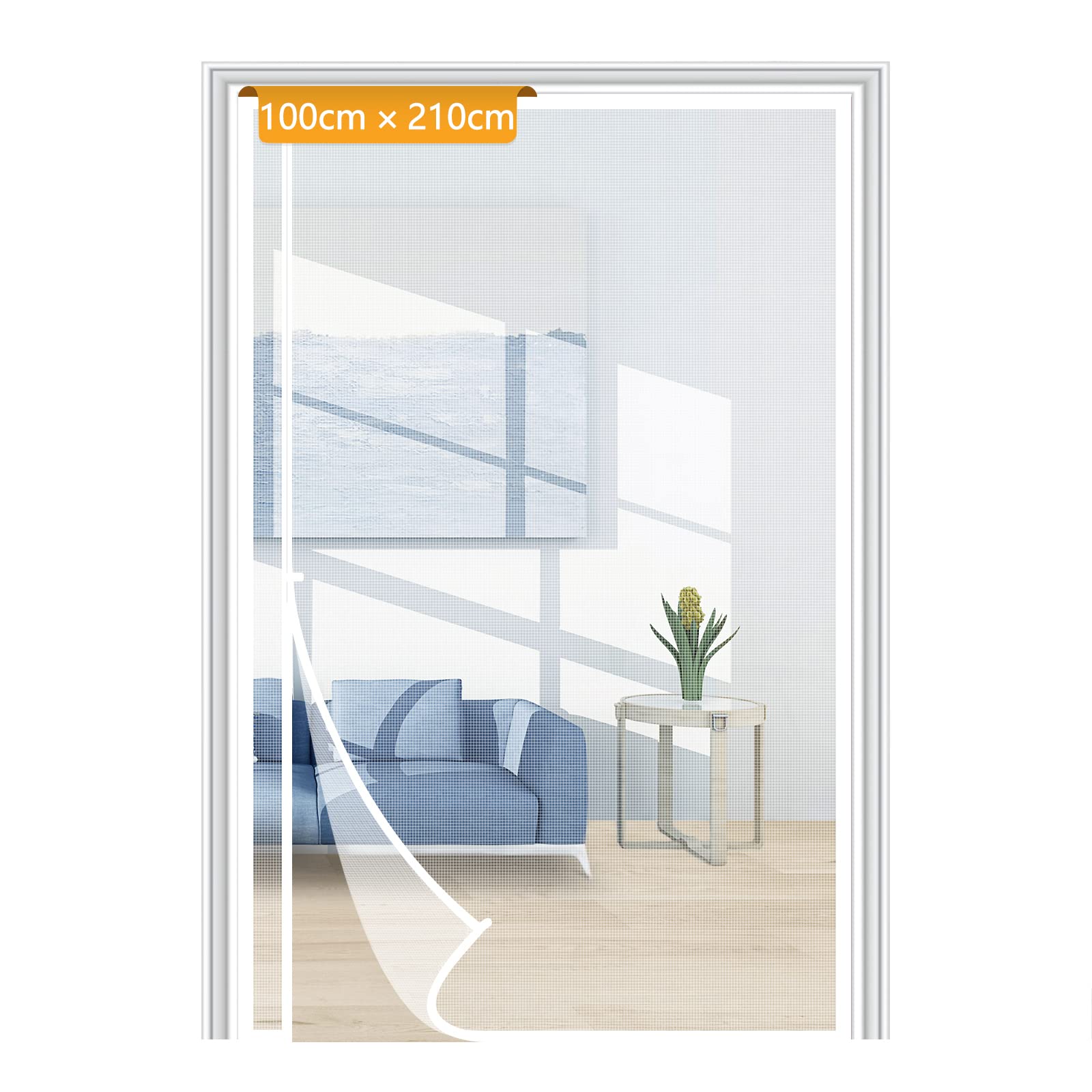 Yotache Side Opening Fly Screens for Doors 100 x 210 cm, Reinforced Polyester Magnetic Screen Door, Prevent Small Pets from Scratching, White