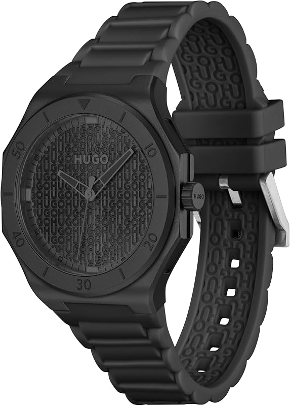 Montre à Mouvement à Quartz Trois Aiguilles pour Homme Collection #Grail Light avec Bracelet en Silicone Noir - 1530396