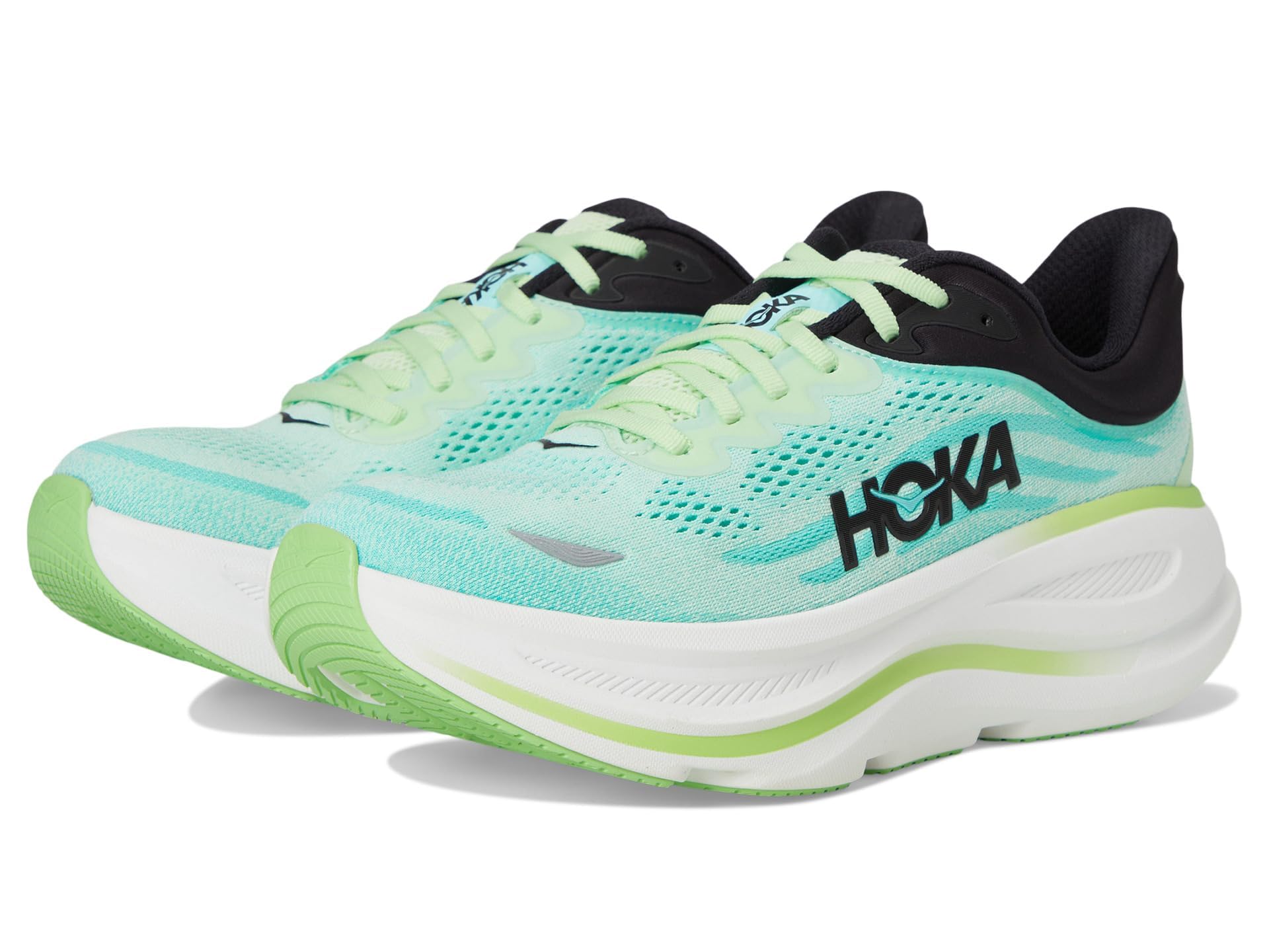 Hoka Men's Bondi 9 Sneaker, Luna Moth/Blue Spark, 16