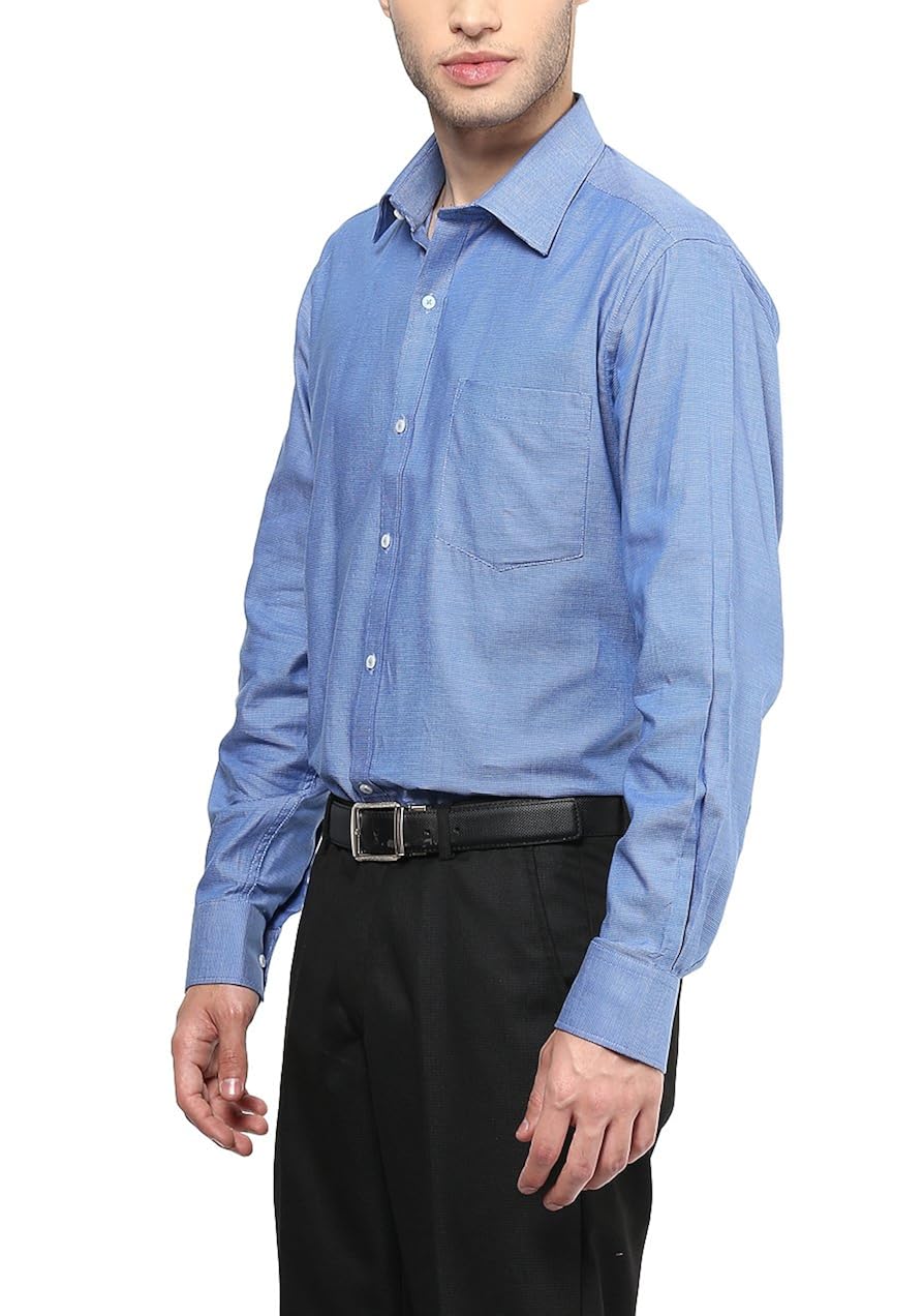 american crew men's full sleeve solid shirt with pocket (blue)