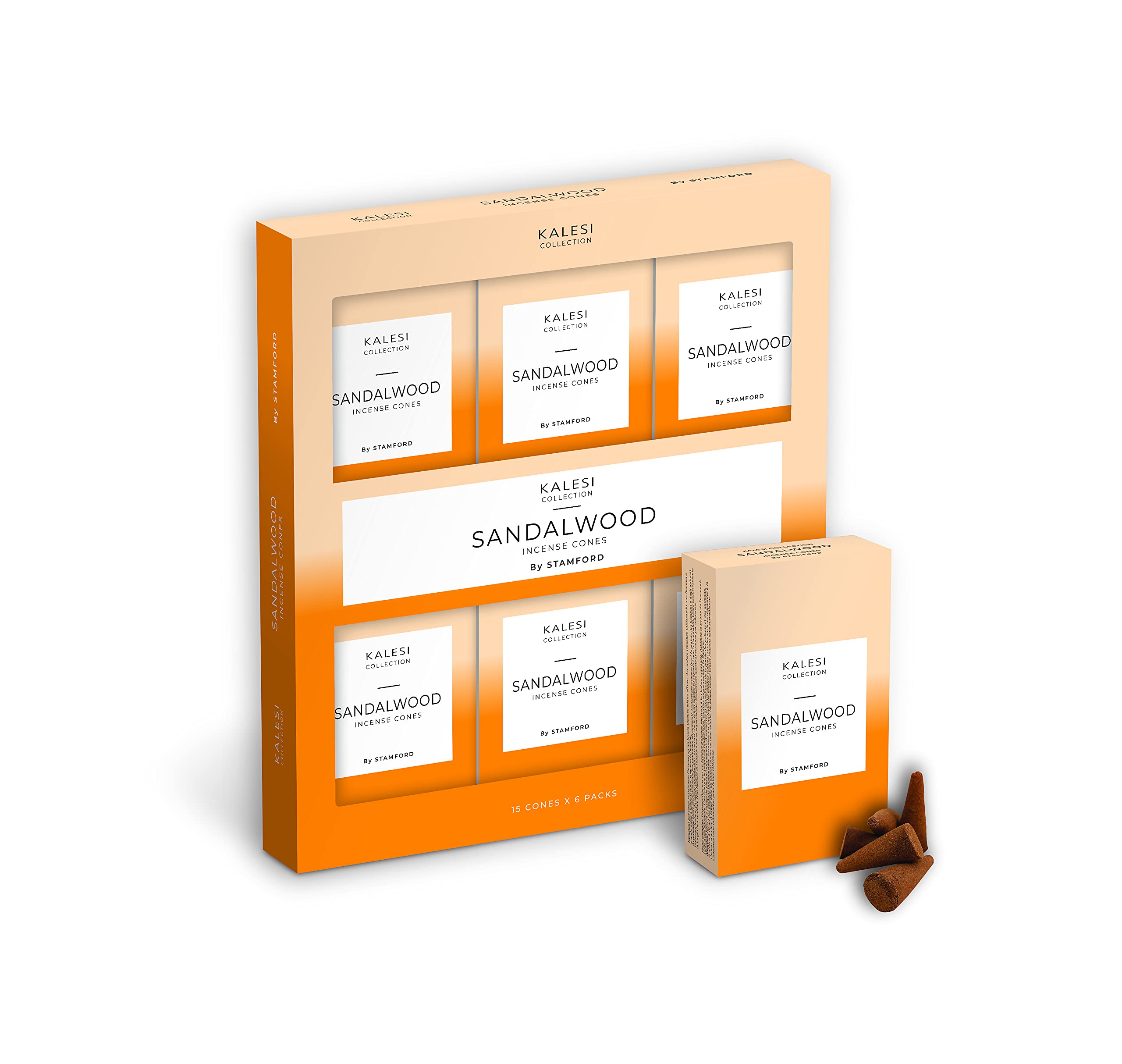The Kalesi Collection by Stamford Sandalwood Incense Cones - Pack of 6, (42224)