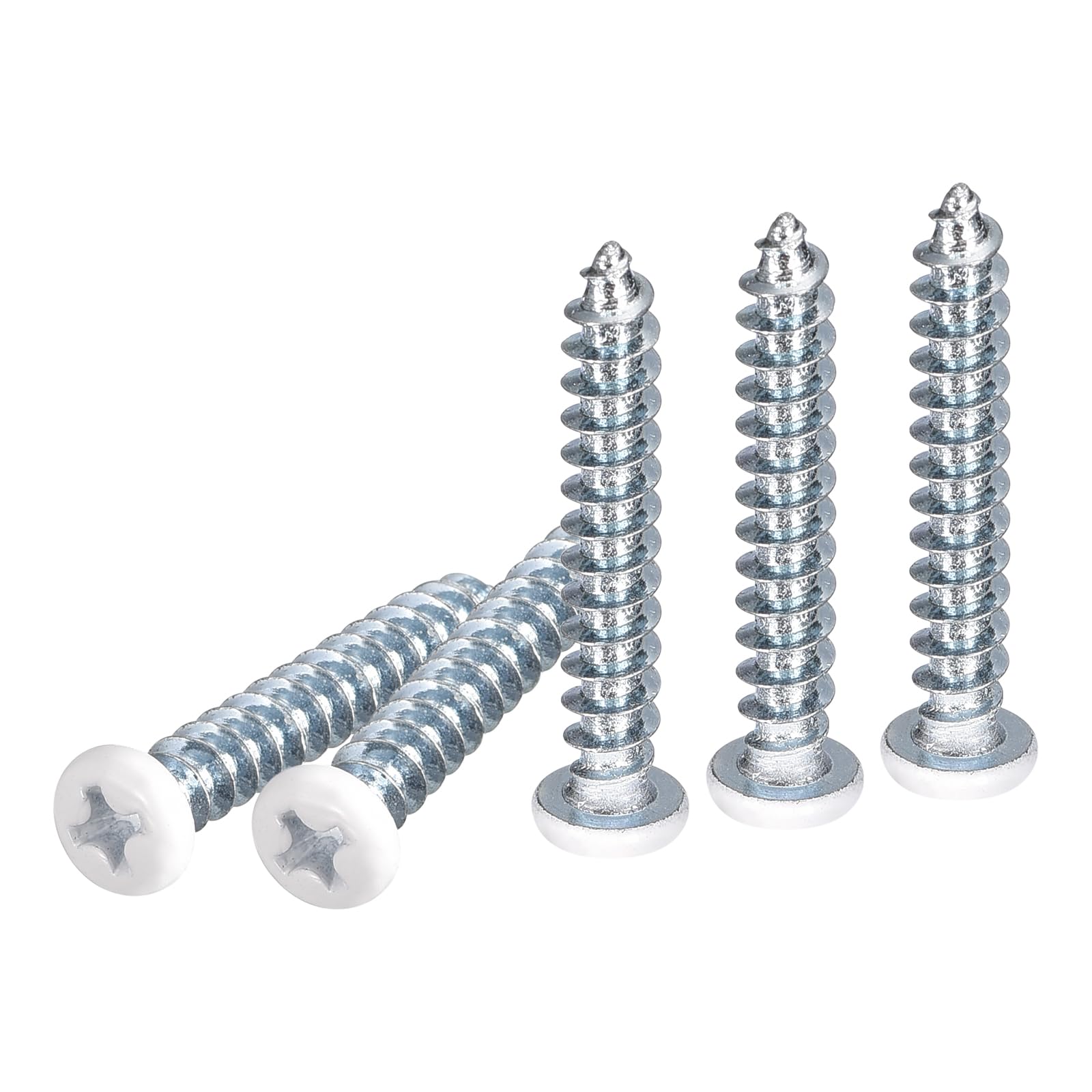 DTGN ST4x25mm White Screws 100Pack - Zinc Plated Carbon Steel Pan Head Phillips Sheet Metal Screw Self-tapping Screw Wood Screws