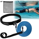 WONEWTH Swim Tether 2M Stationary Swimming Bungee Cords Resistance Band | Adjustable Swim Training Belt with 2.2M Bungee Cord for Pool Swim Trainer Harness Belts for Adults Exercise