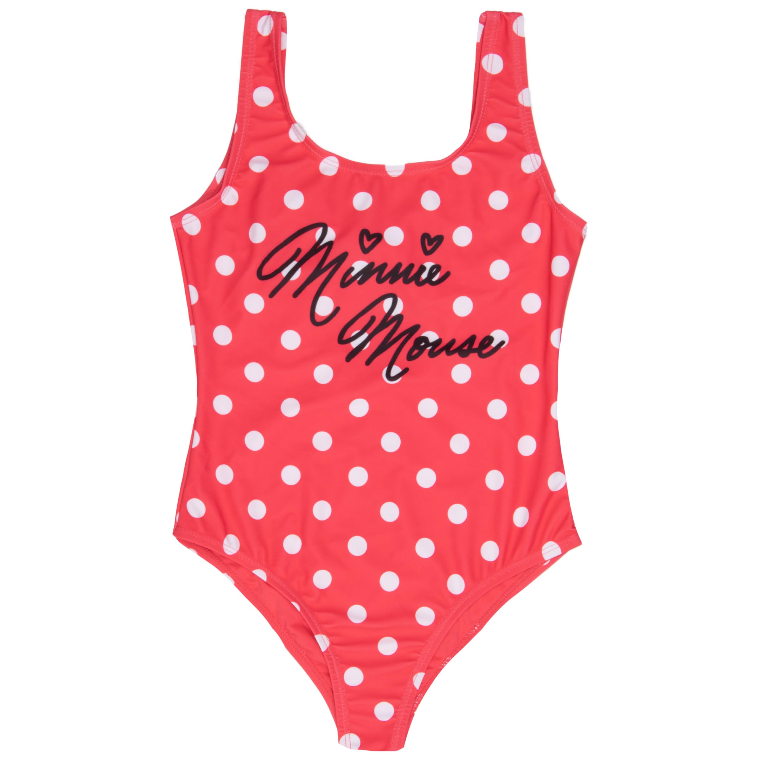 Photo 1 of Disney Minnie Mouse Girls One Piece Polka Dot Swimsuit with Back Bow Detail, Quick-Drying Kids Summer Swimwear for The Beach or Pool (Pink Polka Dot, Size 5)