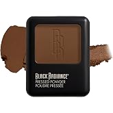 Black Radiance Pressed Powder, Pigment-Rich Matte Finish for Dark Skin Tones, Oil-Absorbing Compact with Mirror &amp; Sponge - Rich Mahogany