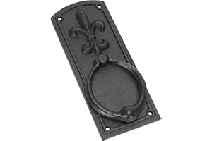 TECANA Door Knocker-Vintage Black Door Knockers for Front Door - Heavy Duty Cast Iron Front Door Knocker with Iris Carving Pattern
