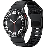 Rugged Silicone Band for Samsung Galaxy Watch 7 6 5 4 FE Band 40mm 44mm/Galaxy Watch 6 Classic 47mm 43mm/Watch 4 Classic 46mm 42mm Men Women, Two-tone No Gap Sport Bands for Samsung Watch 5 Pro 45mm
