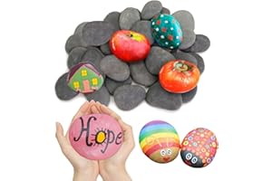 Lechloris 37pcs River Rocks for Painting- 1"-2" Hand Picked Rock -Flat-Smooth Painting Rocks- Perfect for DIY, Kids Crafts, Kindness Stone, Garden & Home Decor, Holiday Gift
