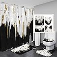 Amazon.com: APXPF 4 Pcs Black Bathroom Set Oil-Painting Shower Curtain Set Bathroom Shower ...