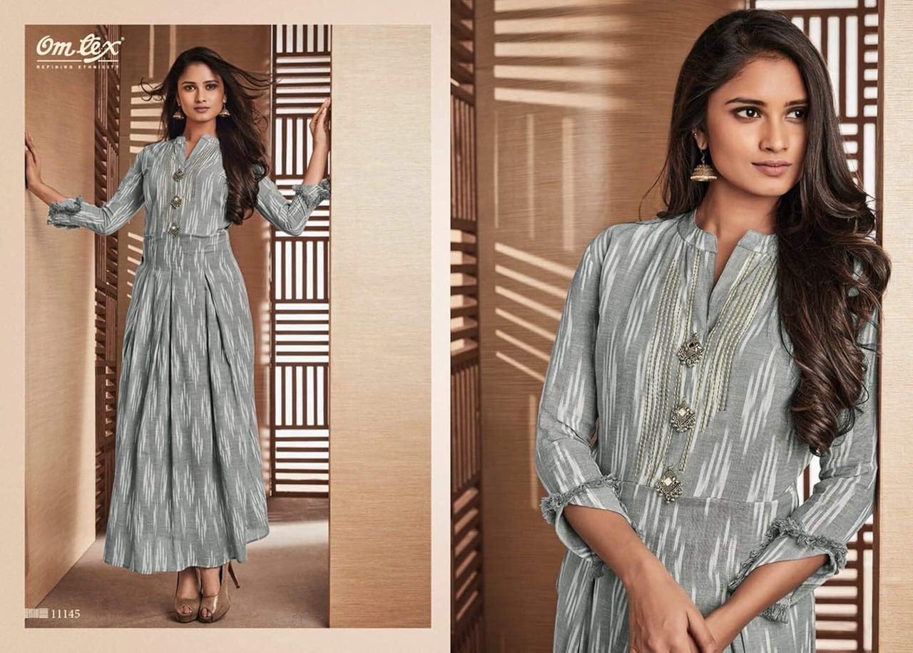 ikkat cotton long dresses