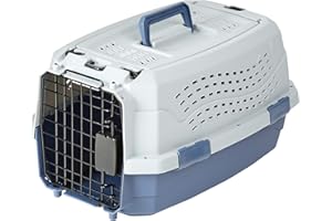 �鶹�� Basics 2-Door Top-Load Hard-Sided Cat Pet Travel Carrier, 48.26 cm, Gray & Blue