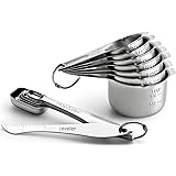 Spring Chef Heavy Duty Stainless Steel Metal Measuring Spoons and Measuring Cups Set for Dry or Liquid, Fits in Spice Jar, Se