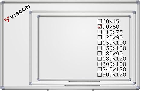 VISCOM Whiteboard - 90 x 60 cm - Magnettafel mit Alurahmen, weitere Größen wählbar, magnetisch, kratzfest