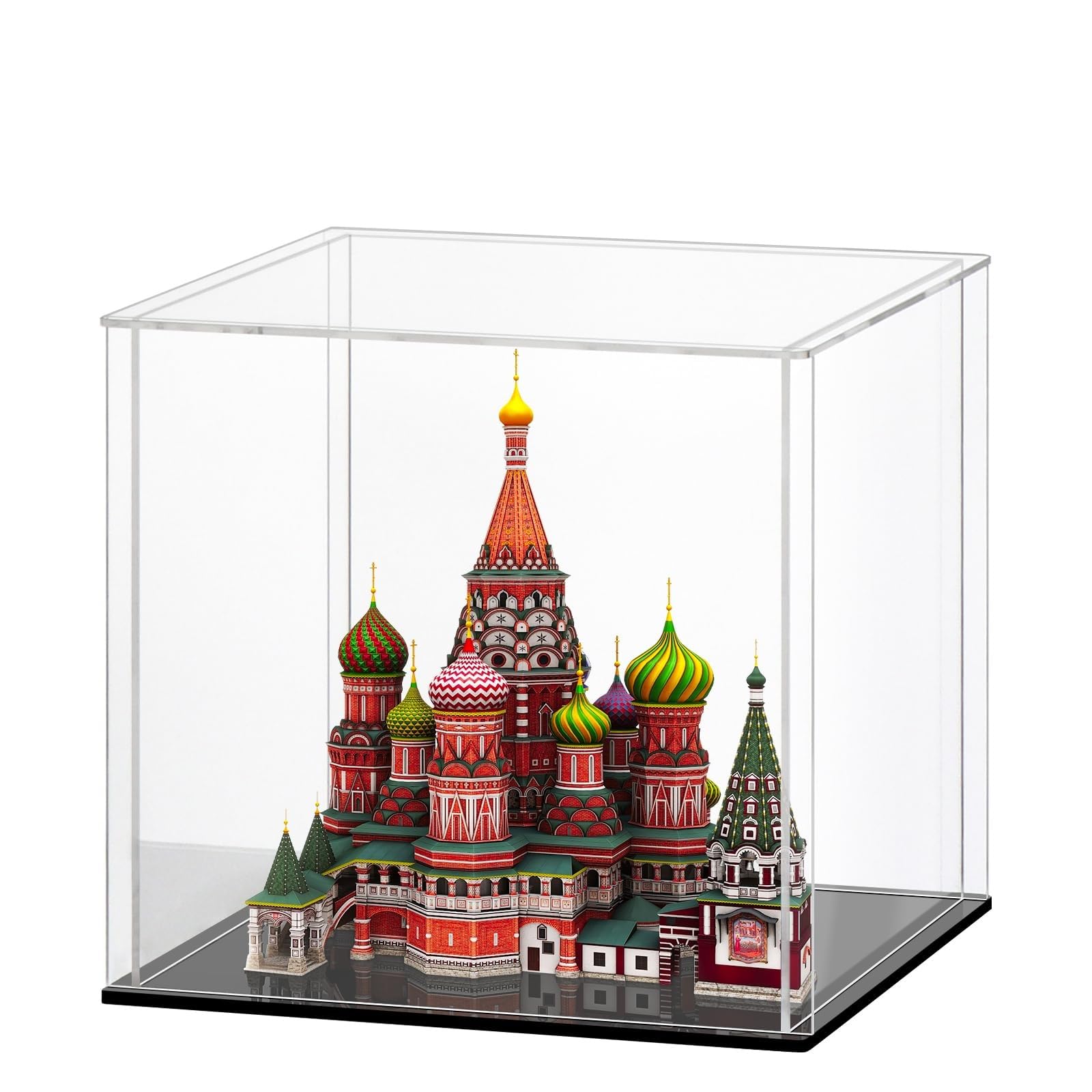 HUIJINTAO Clear Acrylic Display Case Countertop Box Cube Organizer Stand Dustproof Protection Showcase for Action Figures/Toys/Collectibles(9x9x9inch;23x23x23cm)