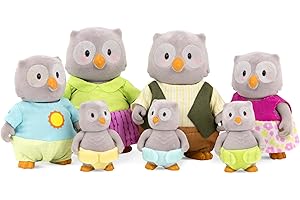 Li'l Woodzeez – The McHoot Owl Family – Set of 7 Collectible Posable Owl Figures – Pretend Play Doll Figures – Gift Toy for Kids Age 3+