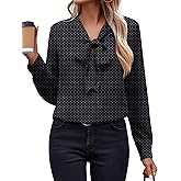 Zeagoo Womens Blouses Chiffon Long Sleeve Shirts Bow Tie Neck Work Tops Business Casual Outfits
