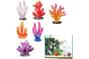 Aquarium Decorations – 6-Pack Mini Resin Coral Ornaments for Freshwater and Saltwater Tanks – 3x5cm Eco-Friendly Non-Toxic Ma