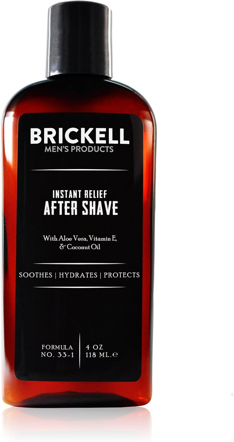 Brickell Men's Instant Relief Aftershave for Men Natural and Organic Soothing After Shave Balm to Prevent Razor Burn, 118 ml, Scented