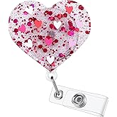 Funny Pink Love Heart Nurse Badge Reel, Cute Valentines Day Retractable ID Card Badge Holder, Name Tag Badge Buddy for RN LPN CNA MA Nurse Nursing Student Doctor Women Medical Social Workers & Lovers