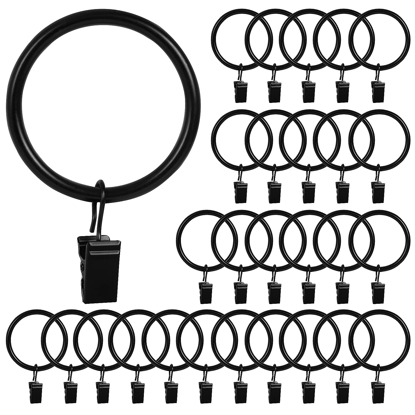 Photo 1 of HOOSUN 28 Pack Shower Curtain Hooks,Curtain Clips Metal Hooks Curtain Rings with Clips Curtain Hangers Black Curtain Rings,Curtain Rod Clips Photo Small Clip Shower Curtain Hanger for Indoor Outdoors